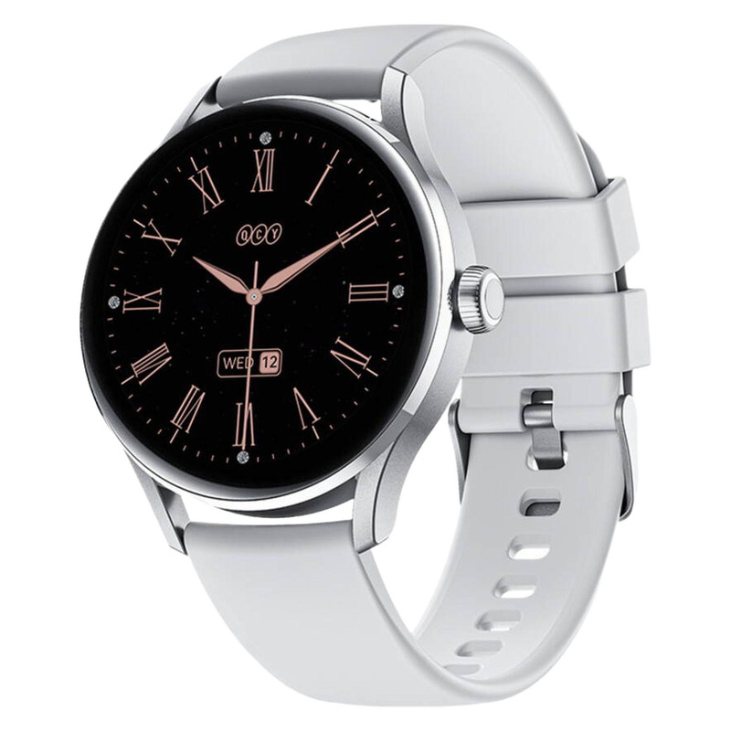 ساعت هوشمند کیو سی وای مدل MSU WATCH ELITE PUNCHING  دارای قابلیت های صفحه نمایش رنگی، صفحه نمایش لمسی، کنترل موسیقی (Music Player)، قابلیت مکالمه از طریق بلوتوث بند سیلیکون