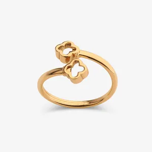 انگشتر طلا 18 عیار زنانه با طرح ونکلیف آرپلز میو گلد مدل DG-R123 سایز 56