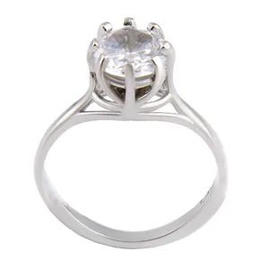 انگشتر نقره زنانه بازرگانی میلادی مدل نگین برلیان اتمی ابکاری رادیوم کد AWR_1442