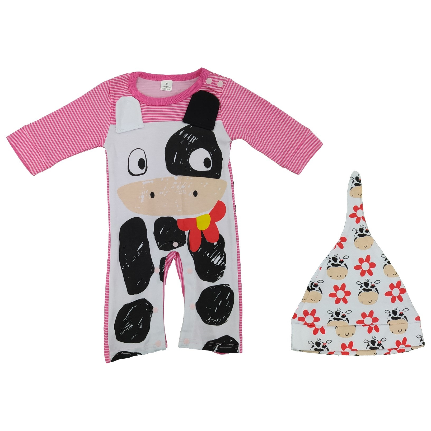 ست سرهمی و کلاه نوزادی مدل گاو