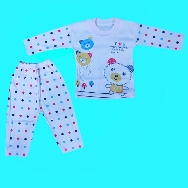  ست تی شرت و شلوار نوزادی طرح بادکنک کد Ab20 رنگ آبی روشن 