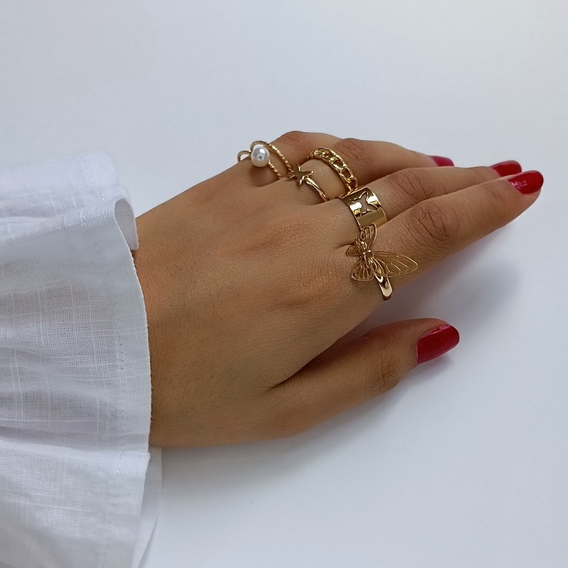 انگشتر زنانه کد 110 مجموعه 5 عددی انگشتر زنانه کد 110 مجموعه 5 عددی