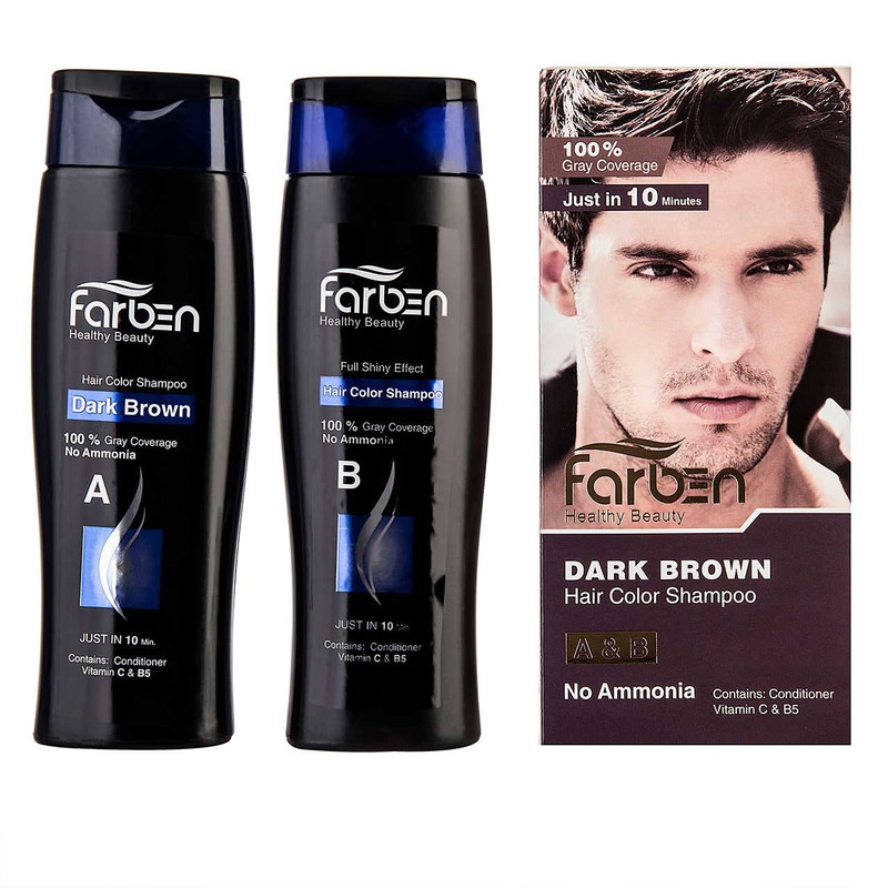 کیت شامپو رنگ فاربن مدل Dark Brown حجم 500 میلی لیتر بسته دو عددی