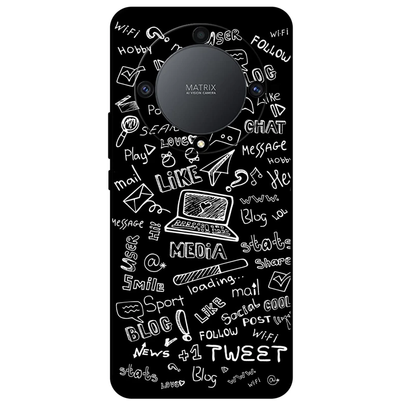 کاور مگافون طرح رسانه های اجتماعی مدل 1898 مناسب برای گوشی موبایل آنر Magic 5 Lite      