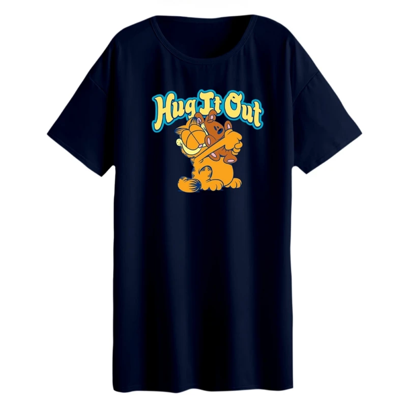 تی شرت لانگ زنانه مدل گارفیلد و عروسک