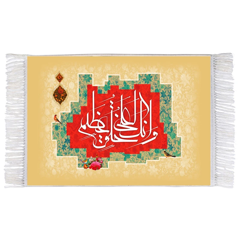 فرش ماشینی دیوارکوب اطلس آبی مدل و انک لعلی خلق عظیم کد T3914