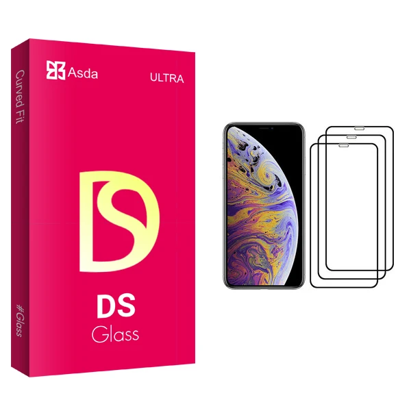 محافظ صفحه نمایش آسدا مدل DS glass مناسب برای گوشی موبایل اپل iPhone XS Max بسته سه عددی