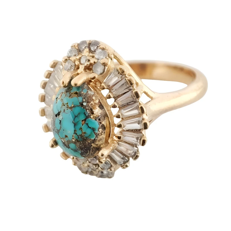 انگشتر زنانه مدل طلا روس فیروزه نیشابور q052