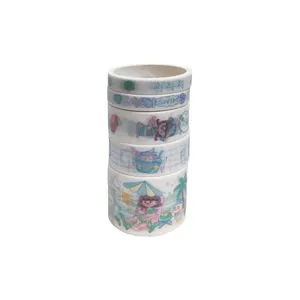 چسب نواری مدل واشی طرح دختر و دریا کد 0010 مجموعه 5 عددی