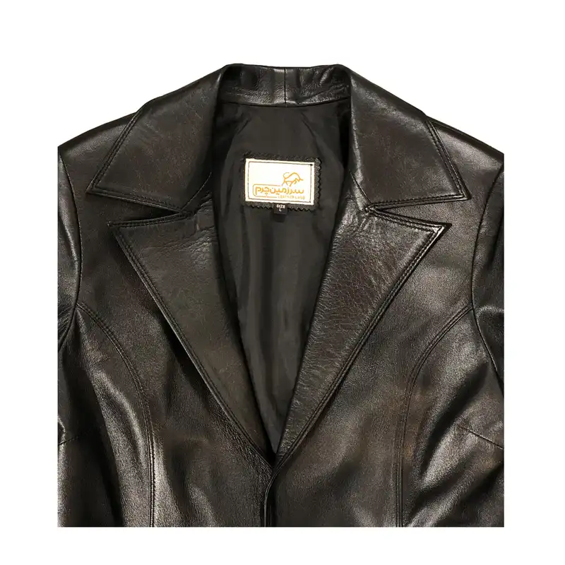 کت چرم زنانه سرزمین چرم مدل نیکول کد 121017 رنگ مشکی