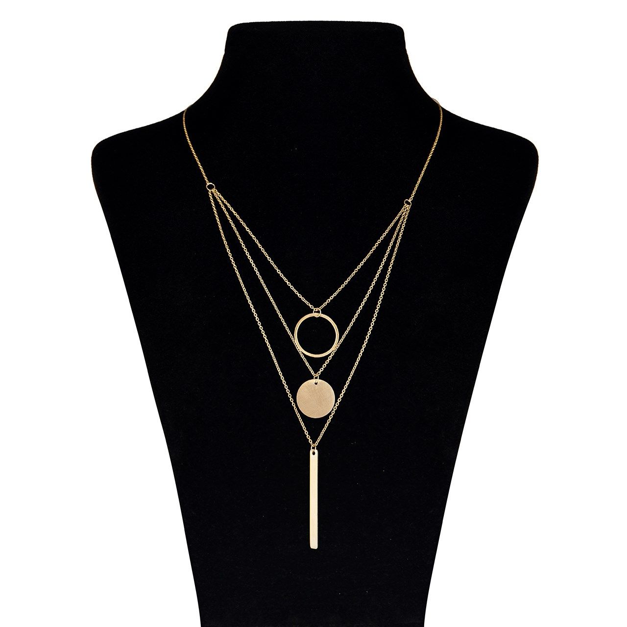 گردنبند طلا 18 عیار زنانه مایا ماهک مدل MM0397 طرح هندسی سه تایی -  - 1