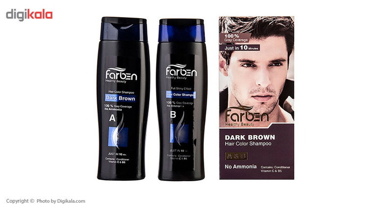 کیت شامپو رنگ فاربن مدل Dark Brown حجم 500 میلی لیتر بسته دو عددی