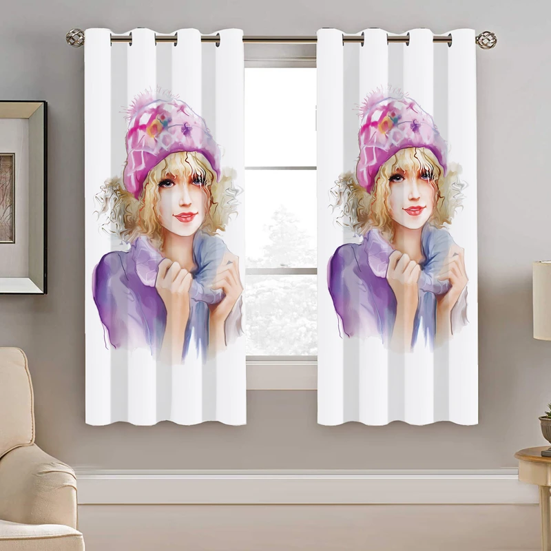 پرده نیروانا طرح دخترونه مدل مخمل کد 4084 سایز 140×200 سانتی متر