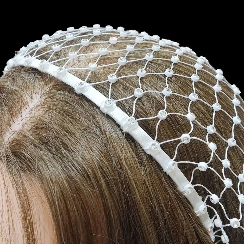 تل مو زنانه مدل آبشاری تور و نگین درشت کد AB004