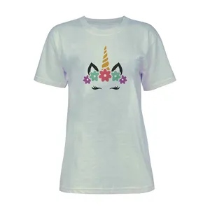 تی شرت آستین کوتاه زنانه مدل یونیکورن کد L205 رنگ طوسی