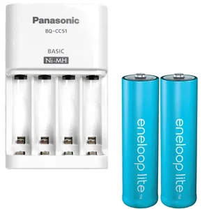 شارژر باتری پاناسونیک مدل Eneloop BQ-CC51S به همراه باتری قلمی قابل شارژ پاناسونیک مدل Eneloop Lite بسته 2 عددی