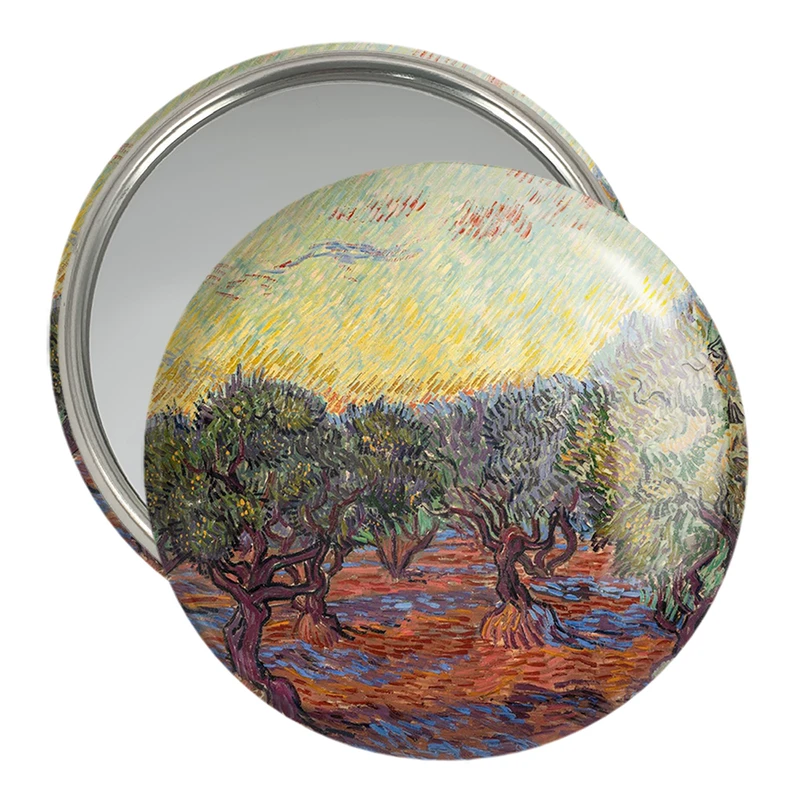 آینه جیبی خندالو مدل نقاشی تاکستان سرخ اثر ونسان ونگوگ کد 25449