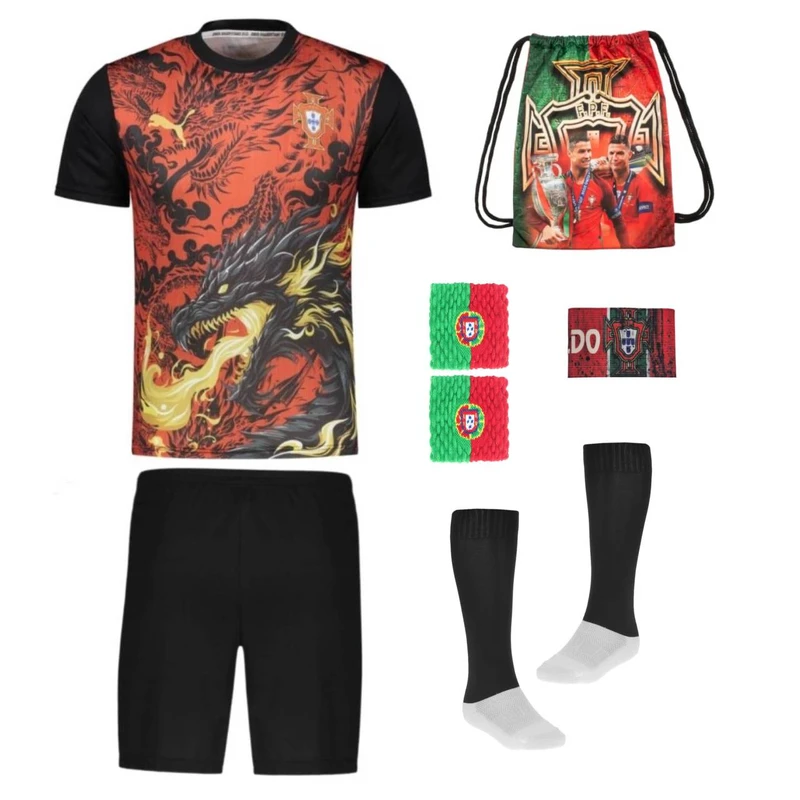 ست 7 تکه لباس ورزشی پسرانه مدل دراگون پرتغال طرح رونالدو 2026