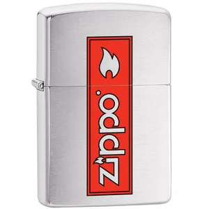 فندک زیپو مدل Logo Brushed Chrome کد 29203