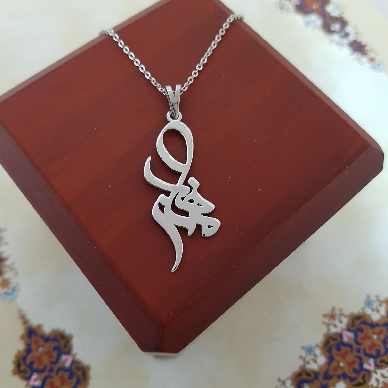 گردنبند نقره زنانه ترمه ۱ طرح مهرناز کد mas 00255 - - 2