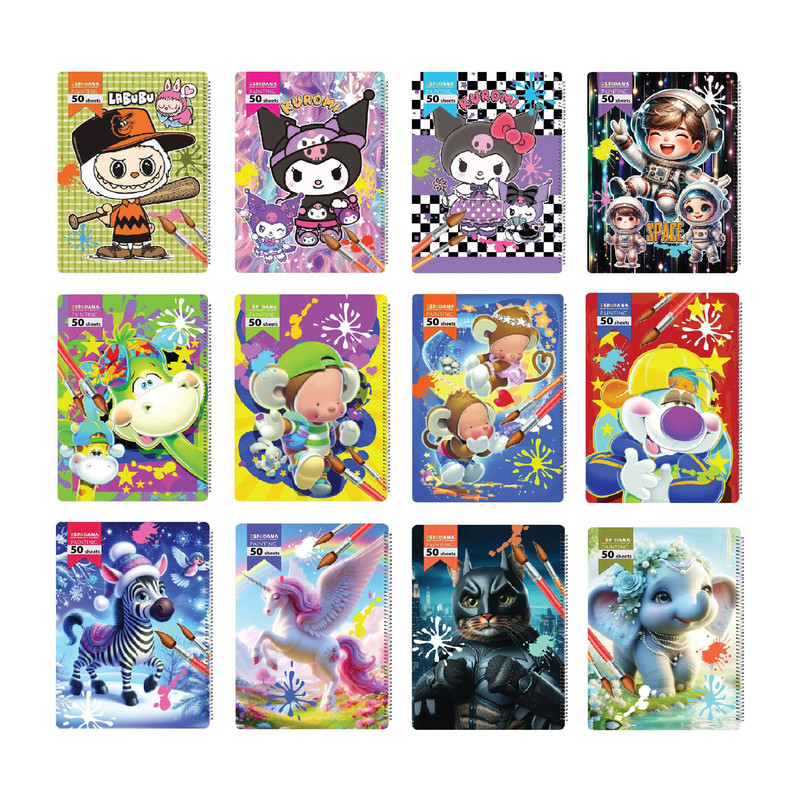 دفتر نقاشی 50 برگ اسپادانا کد 5010 مجموعه 12 عددی