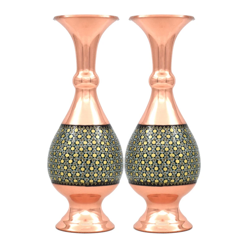 گلدان خاتم کاری مسی کد 20 مجموعه دو عددی گلدان خاتم کاری مسی کد 20 مجموعه دو عددی