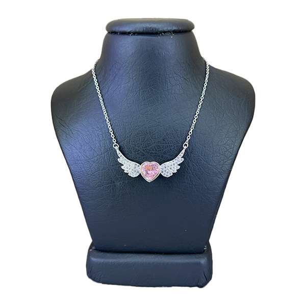 گردنبند نقره زنانه سواروسکی مدل بال و قلب کد 300015