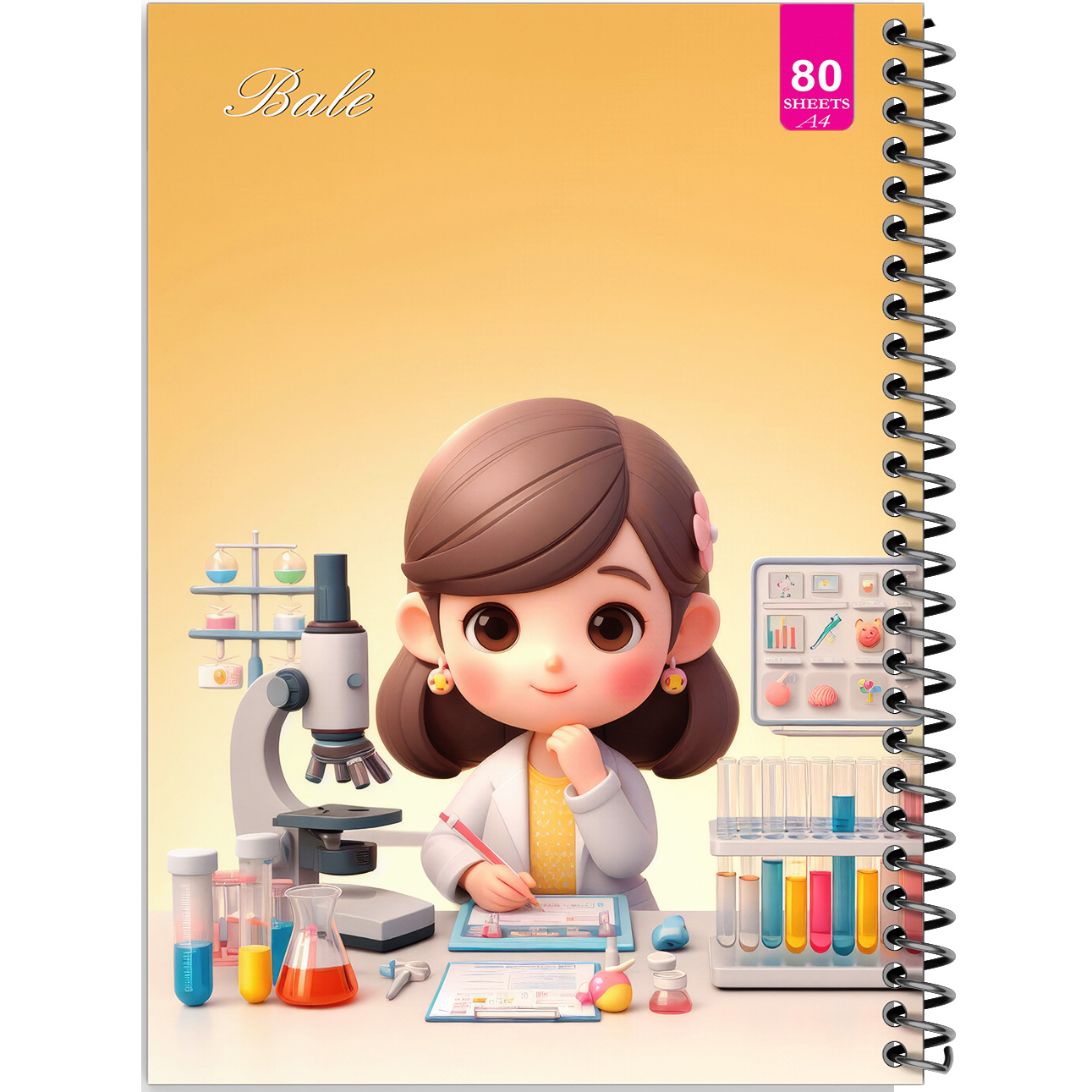 دفتر نقاشی 80 برگ بله مدل رحلی طرح فانتزی دختر دانشمند کد A4-M471