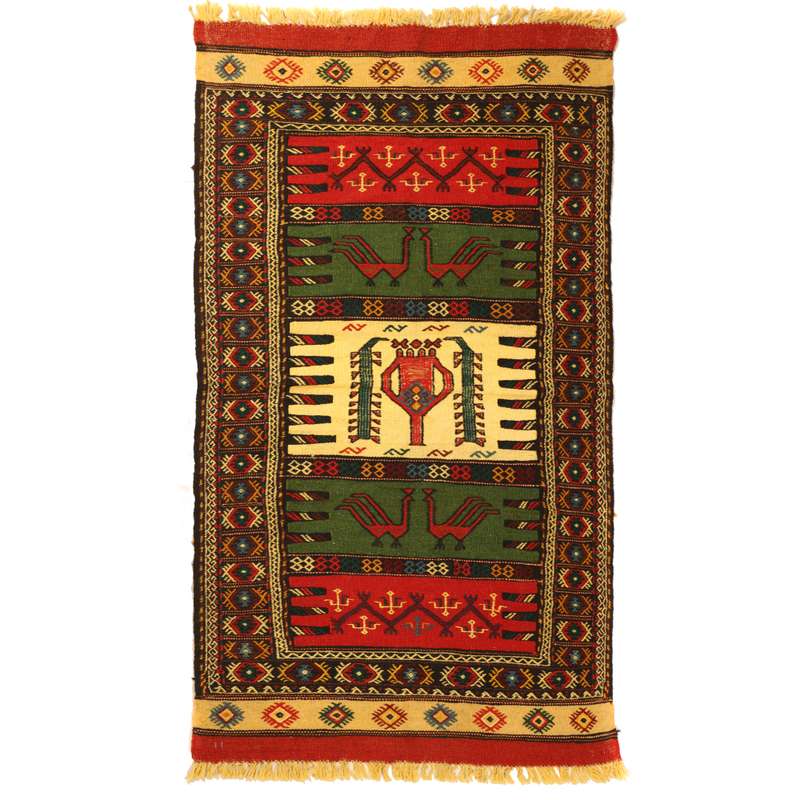 گلیم دستبافت یک و نیم متری مدل تمام بافت خراسان کد 410321