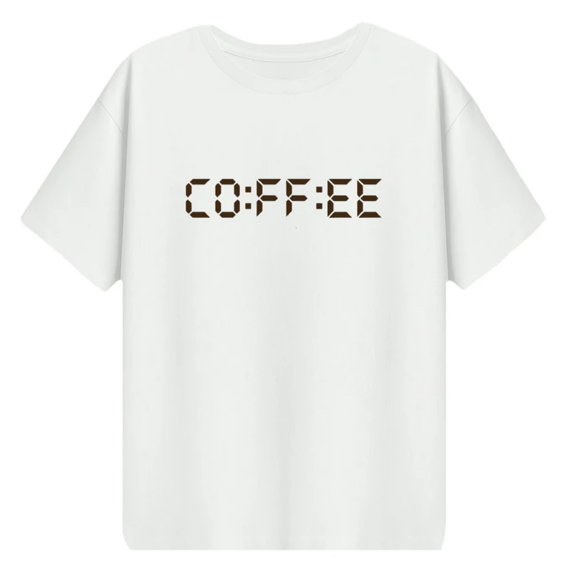 تی‌شرت اورسایز آستین کوتاه زنانه مدل باکسی طرح cofee