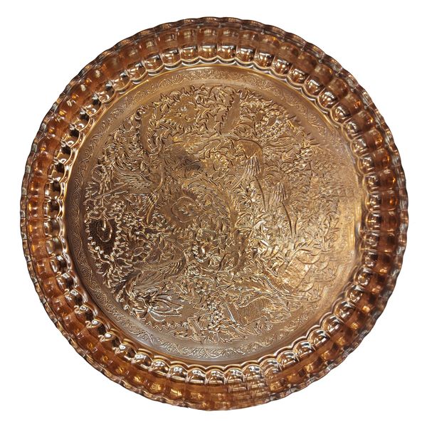 سینی مسی مدل گل و بوته کد 85748