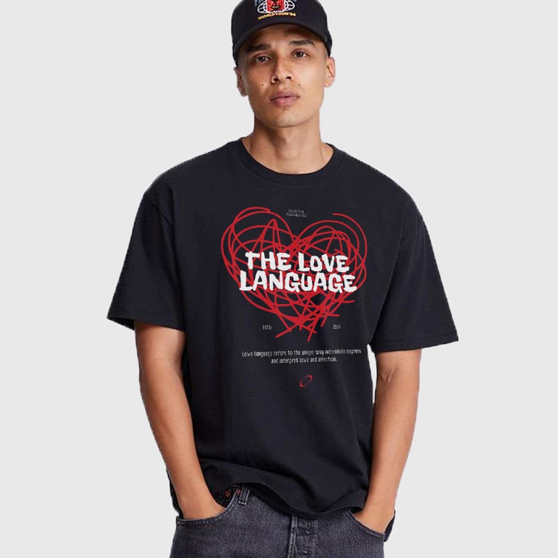 تی شرت آستین کوتاه مردانه مدل عاشقانه زبان عشق z606