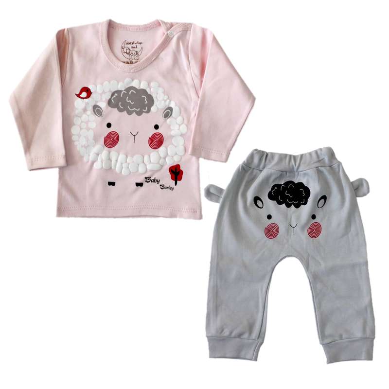 ست تیشرت و شلوار نوزادی مهتاب کوچولو مدل ببعی