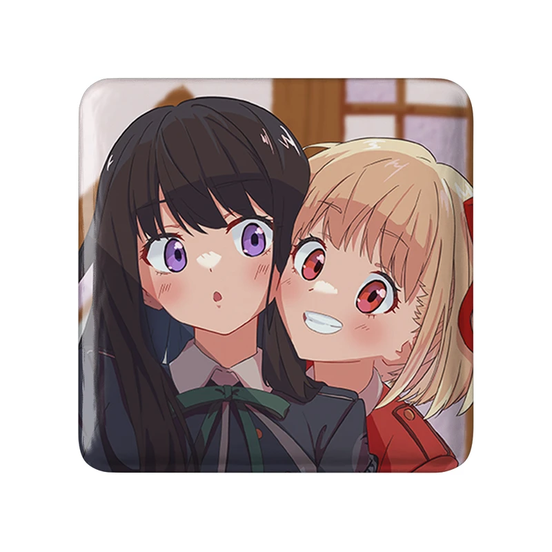 مگنت خندالو طرح چیساتو و تاکینا انیمه لیکوریس ریکویل Lycoris Recoil  مدل مربعی کد 22971