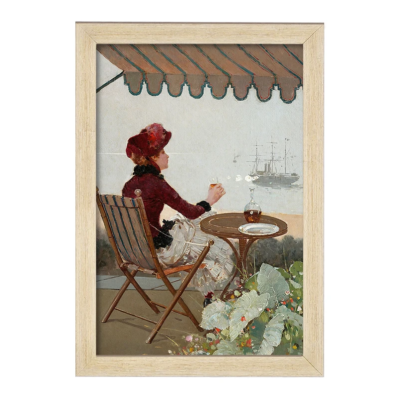 تابلو خندالو مدل نقاشی کافه ساحلی اثر ژان برو کد F12349