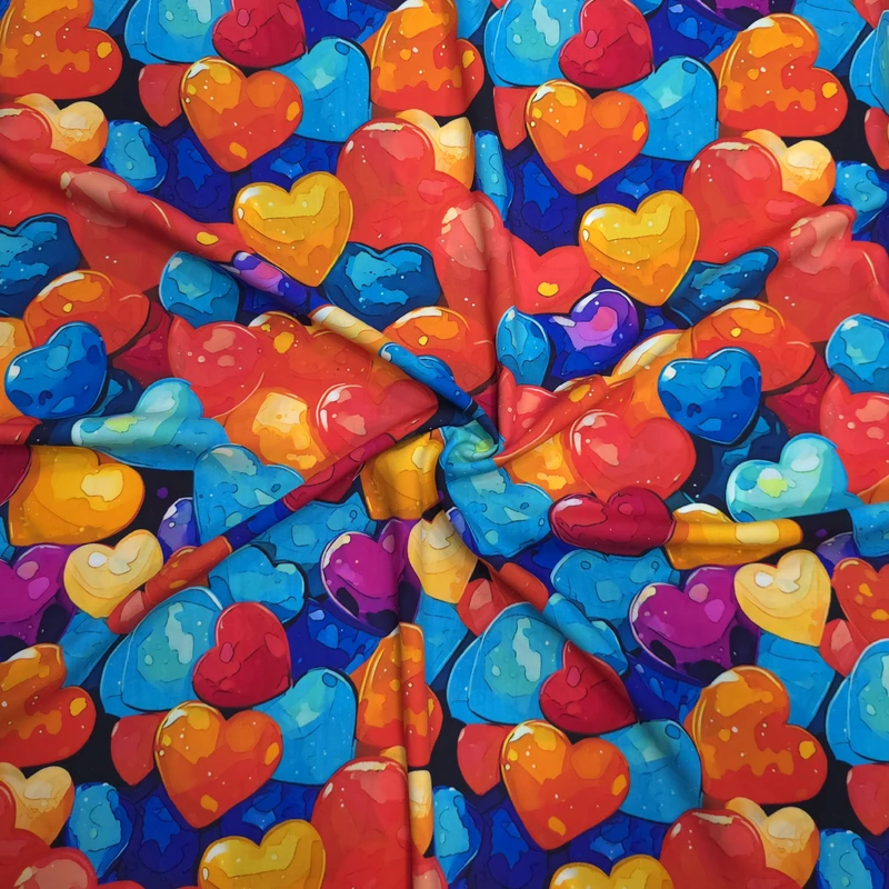 پارچه لباس عرض 1.5 متر مدل نخی هندی طرح قلب سه بعدی رنگ قرمز