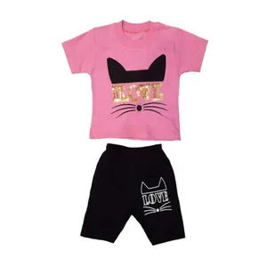 ست تی شرت و شلوارک دخترانه مدل 0011 کد Z011