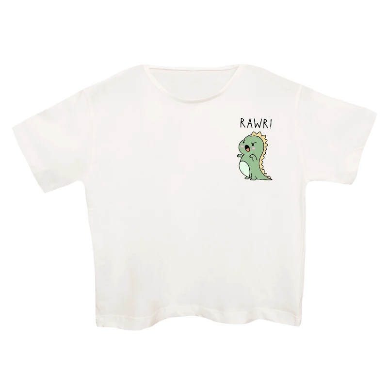 کراپ‌تی شرت آستین کوتاه زنانه مدل دایناسور کد 3