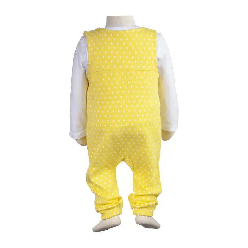 ست 3 تکه لباس نوزادی آدمک مدل خال خالدار رنگ زرد