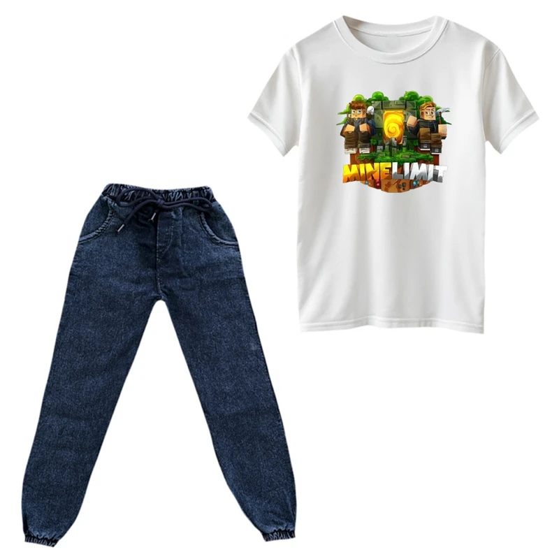ست تی‌شرت و شلوار پسرانه مدل ماینکرفت کد 15