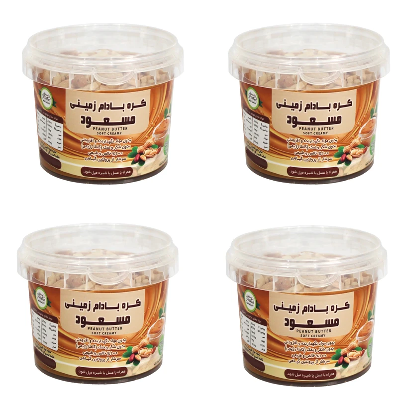 کره بادام زمینی رژیمی کرانچی مسعود - 250 گرم بسته 4 عددی