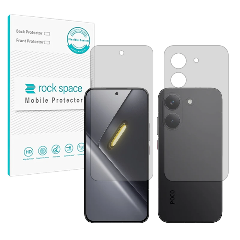 محافظ صفحه نمایش مات راک اسپیس مدل هیدروژلی مناسب برای گوشی موبایل شیائومی Poco X8 Pro به همراه محافظ پشت گوشی
