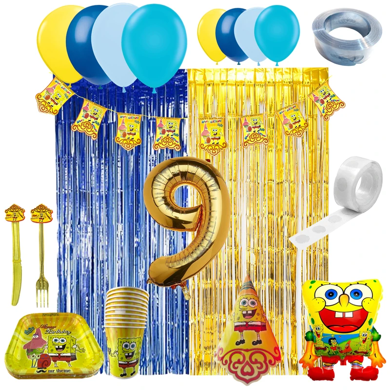 مجموعه 124 عددی تم تولد مسترتم طرح باب اسفنجی سوپر پلاس کد 9