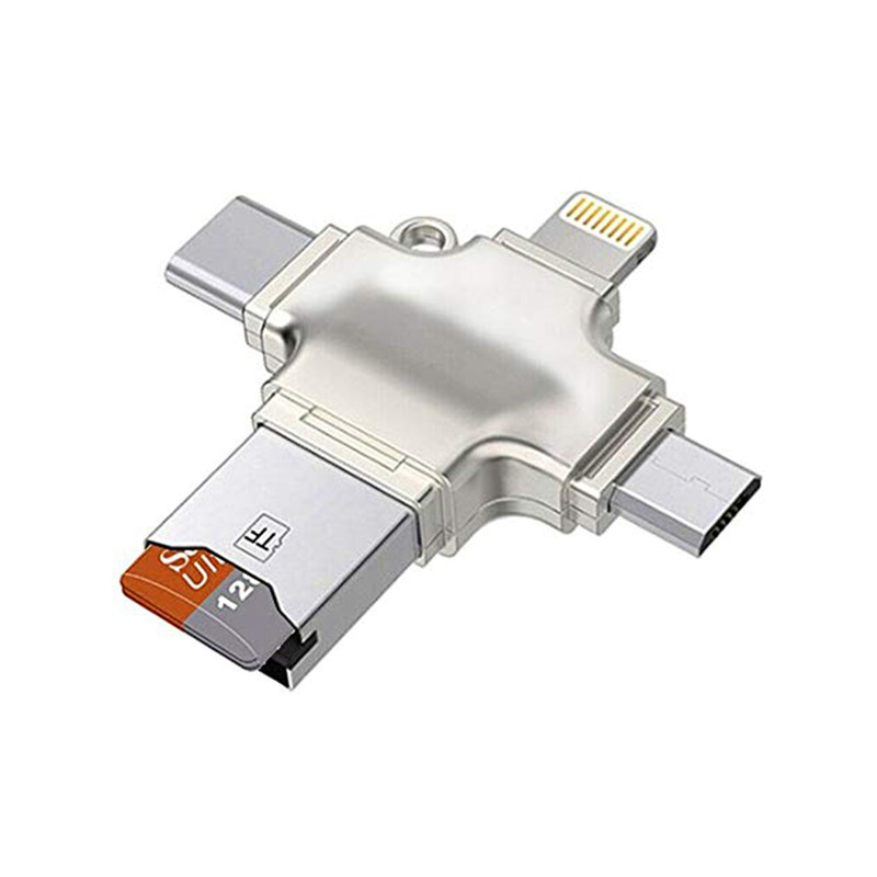 مبدل microSD OTG به USB/ USB-C/ microUSB/ لایتنینگ مدل PM- Connection Kit