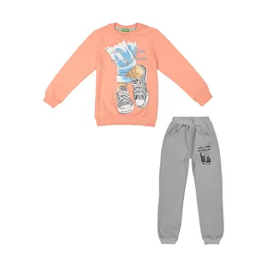 ست سویشرت و شلوار دخترانه مدل کتونی رنگ نارنجی