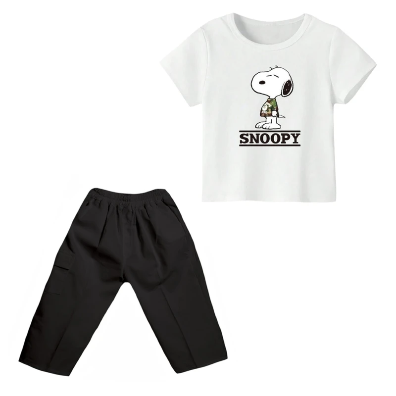 ست تی شرت و شلوارک پسرانه مدل اسنوپی کد ۳۴