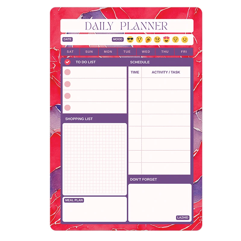 تخته وایت برد لاژید طرح پلنر روزانه مدل آهنربایی سایز 20×30 سانتیمتر