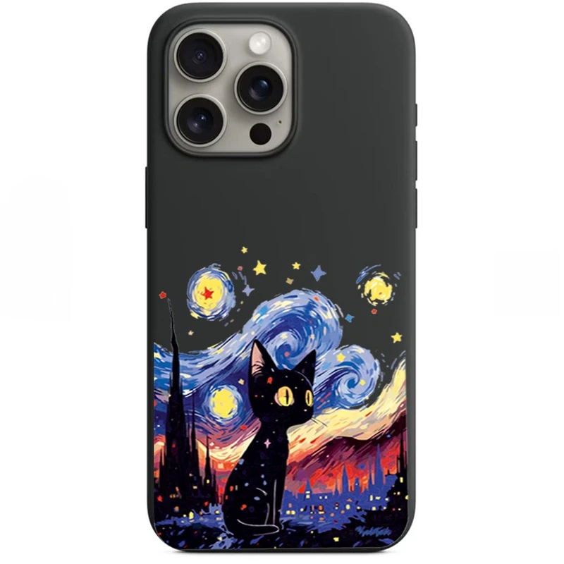 کاور طرح Black Cat مناسب برای گوشی موبایل اپل iPhone 15 Promax