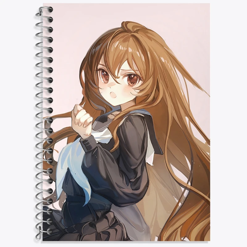 دفتر زبان 50 برگ خندالو مدل دو خط طرح تایگا انیمه تورادورا کد 32477