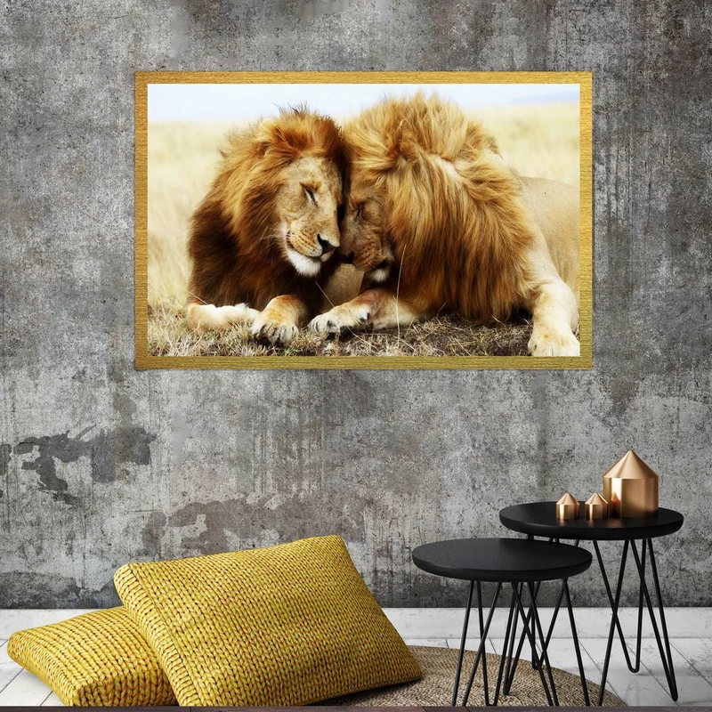 تابلو بکلیت طرح حیات و حش و شیر مدل قاب شاسی T-S7594